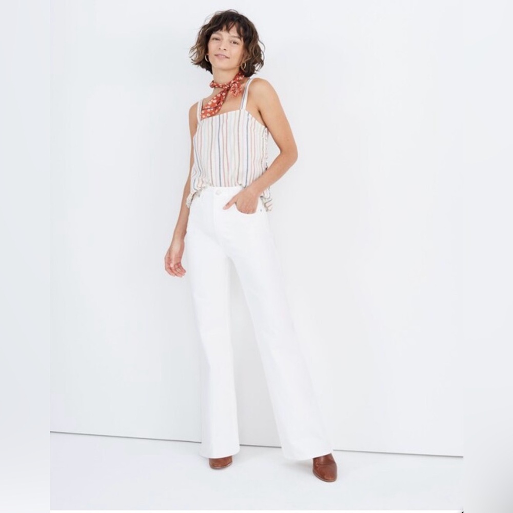 EUC Madewell Women's 11" High-Rise Flare Jeans in Tile White Y2K‎ Size 32